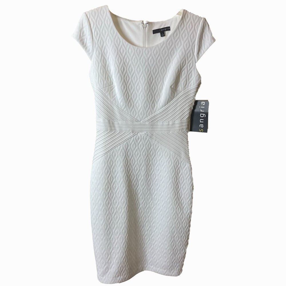 Sangria White Textured Midi Dress | Short Sleeve | Size 4 | NWT - Picture 4 of 12